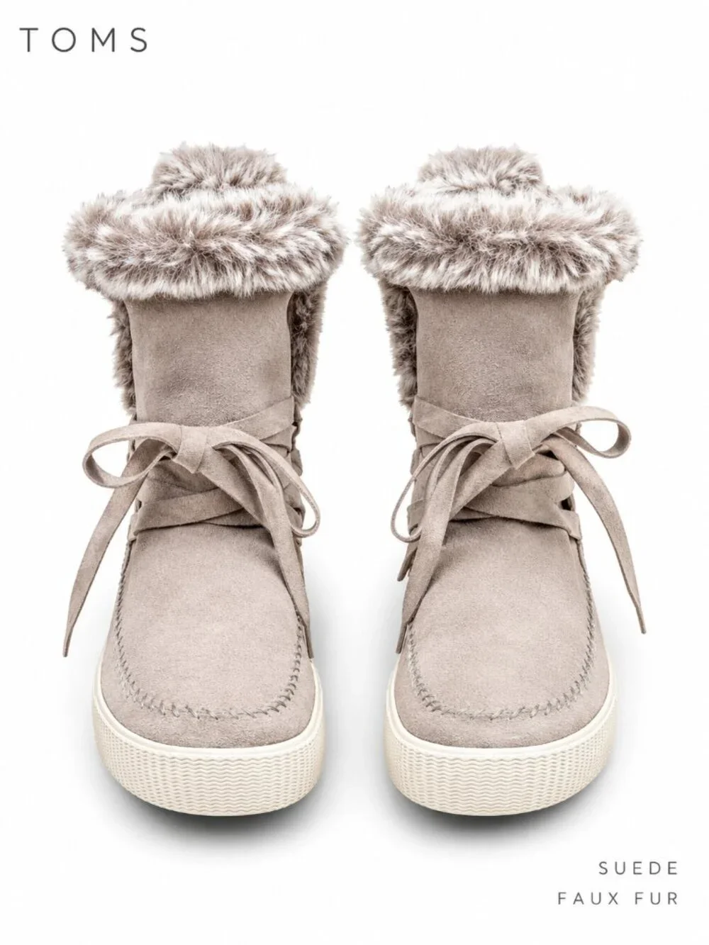 TOMS Vista Desert Suede Faux Fur Winter Boots Taupe 9.5